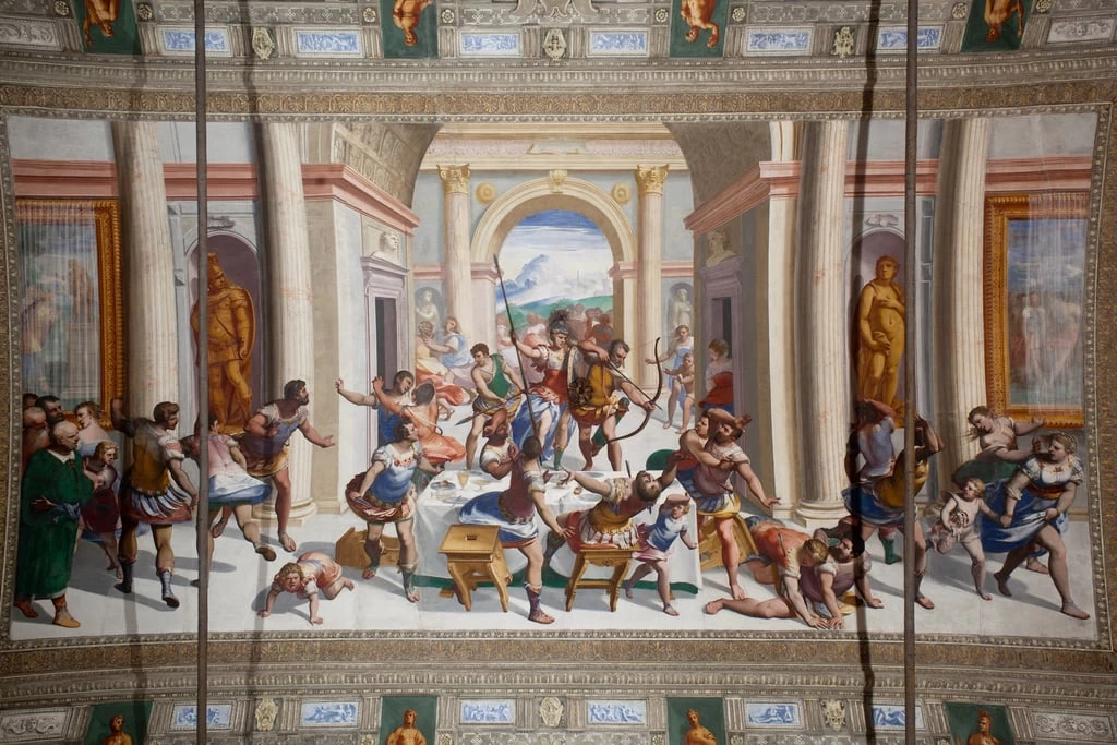 Palazzo Gerolamo Grimaldi, Genova - Ulisse saetta i Proci con l'aiuto di Minerva e di Telemaco, dettaglio